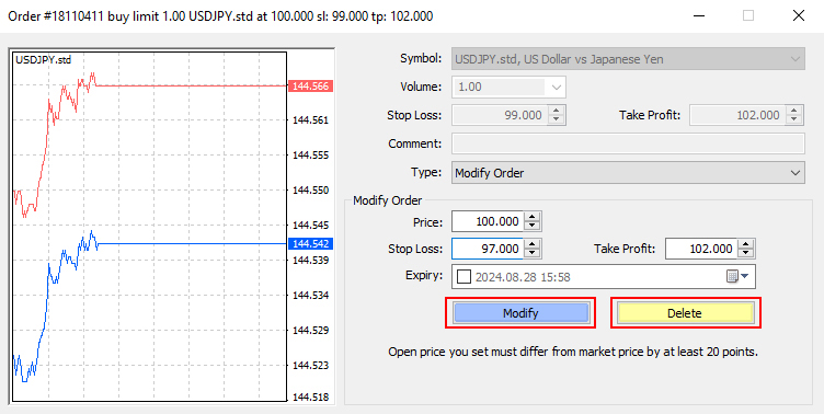 Modifying an Order