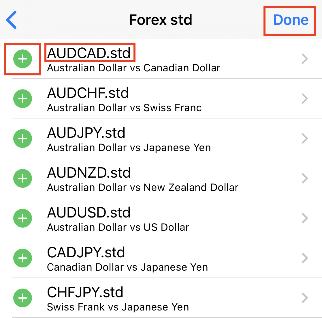  Select a trading currency pair and 