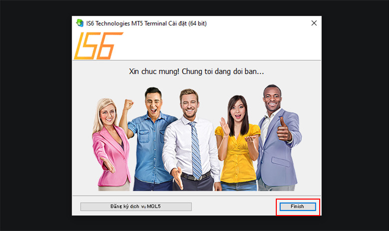 Quá trình cài đặt MT5 đã hoàn tất