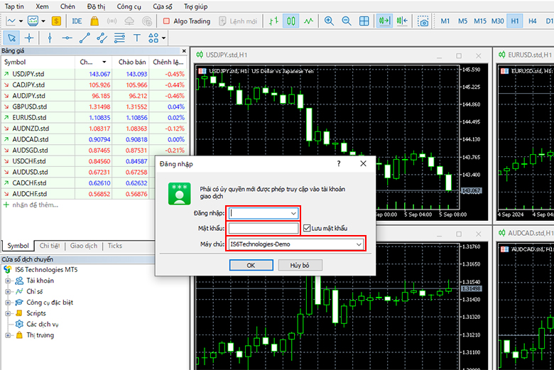 Màn hình đăng nhập MT5