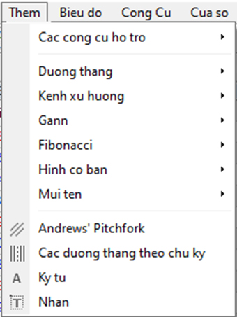 Các mục trong menu Chèn