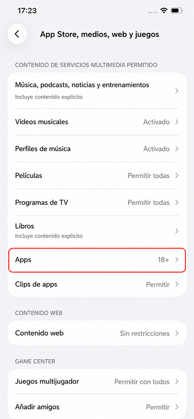 Seleccionar Apps