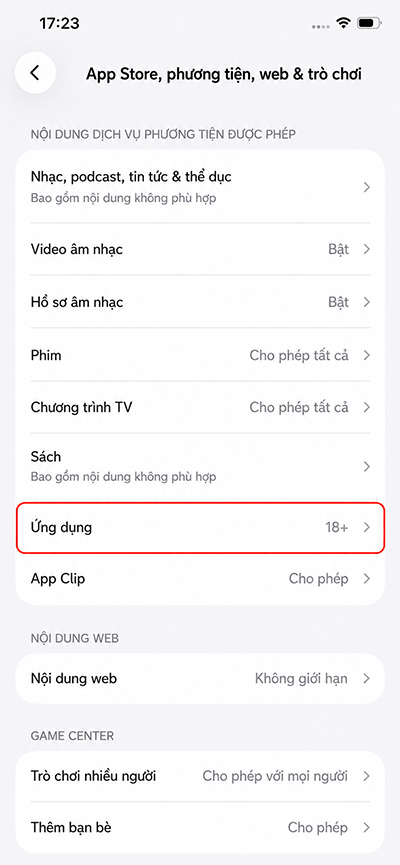 Chọn Ứng dụng