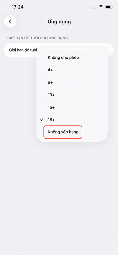 Chọn Unrated
