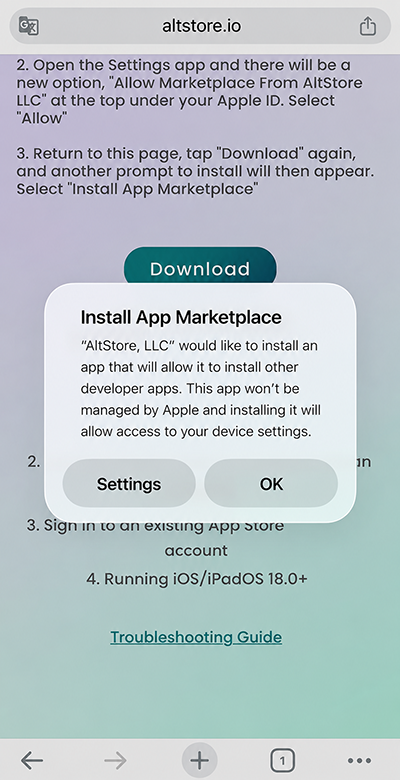 Open Settings