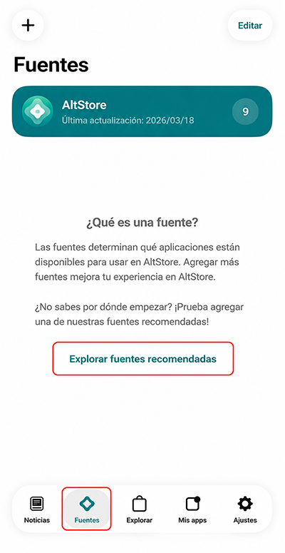 Mostrar fuentes recomendadas en la pestaña Fuentes