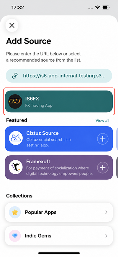 Paste the source URL to display IS6FX
