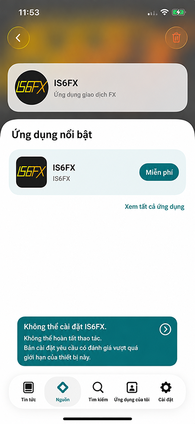 Ví dụ màn hình lỗi do giới hạn độ tuổi