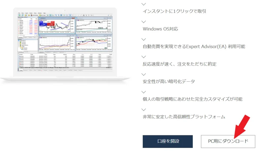 GeneTradeのMT4をパソコン用にダウンロード