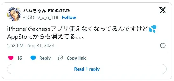 Exness専用アプリを利用できなくなったiPhoneトレーダーからの口コミ