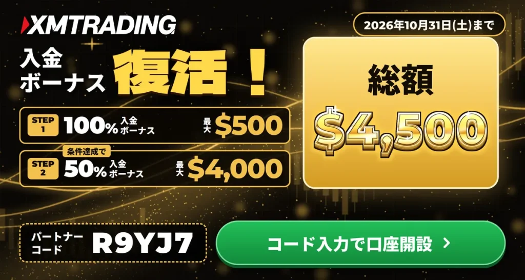 XMTradingの10月限定100%+50%入金ボーナス復活キャンペーン